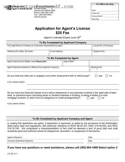 Official Washington Liq 365 Form in PDF