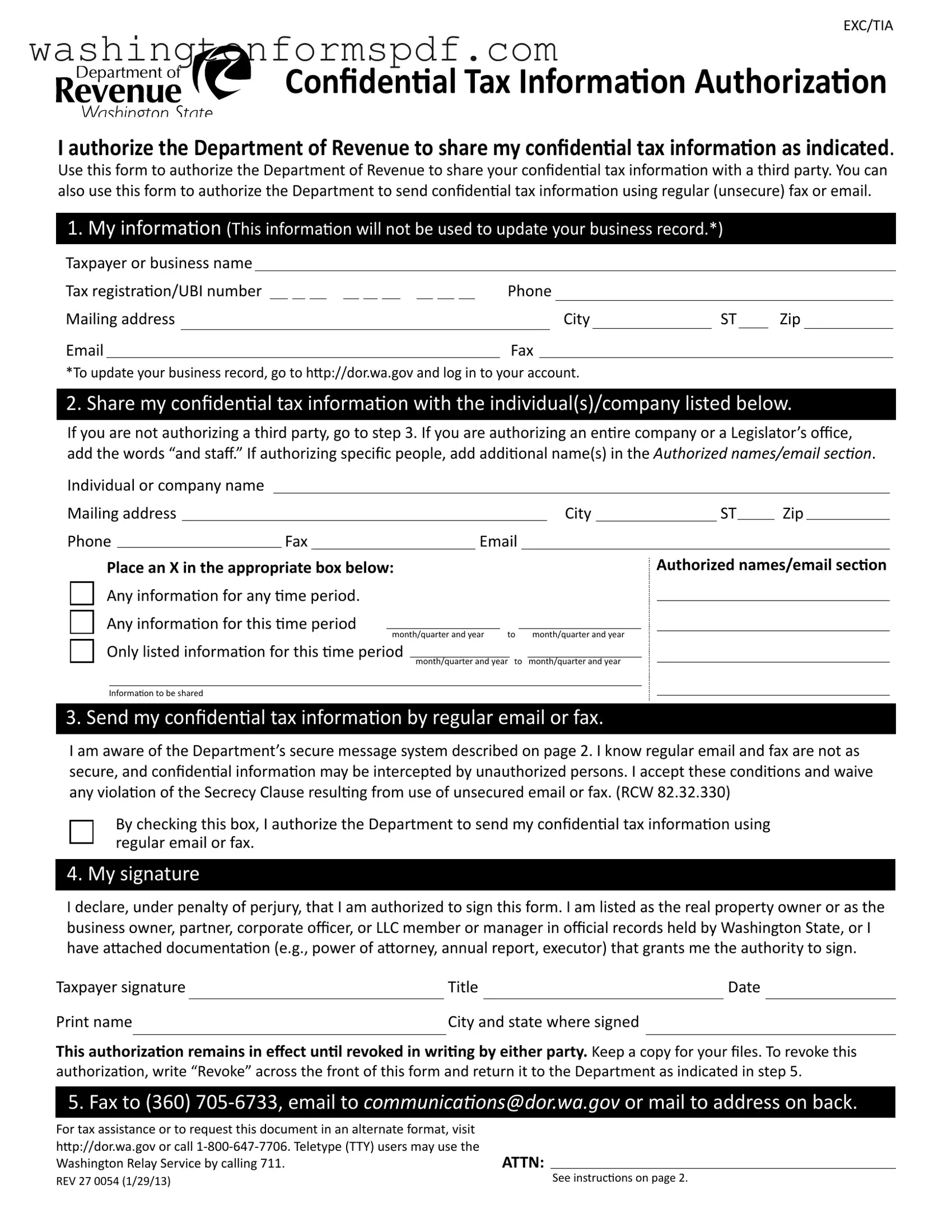 Official Washington 27 0054 Form in PDF