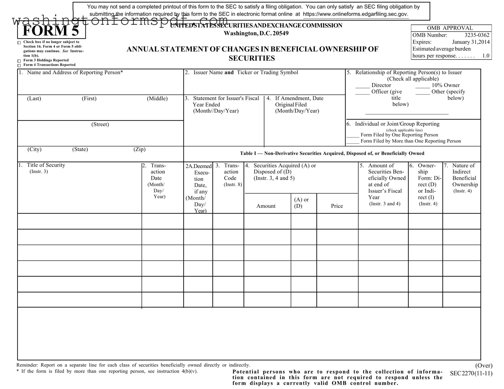 Official Washington 5 Form in PDF